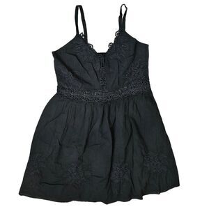 EXPRESS Black Whimsygoth Witchy Coquette Lace Trim Gauzy Flowy Babydoll Tunic S